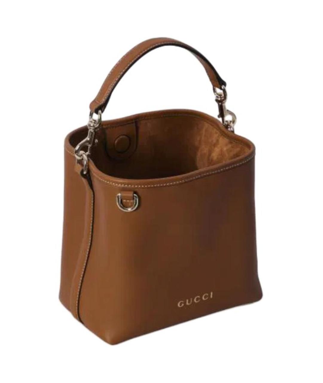 GUCCI Коричневая кожаная сумка через плечо, фото 4