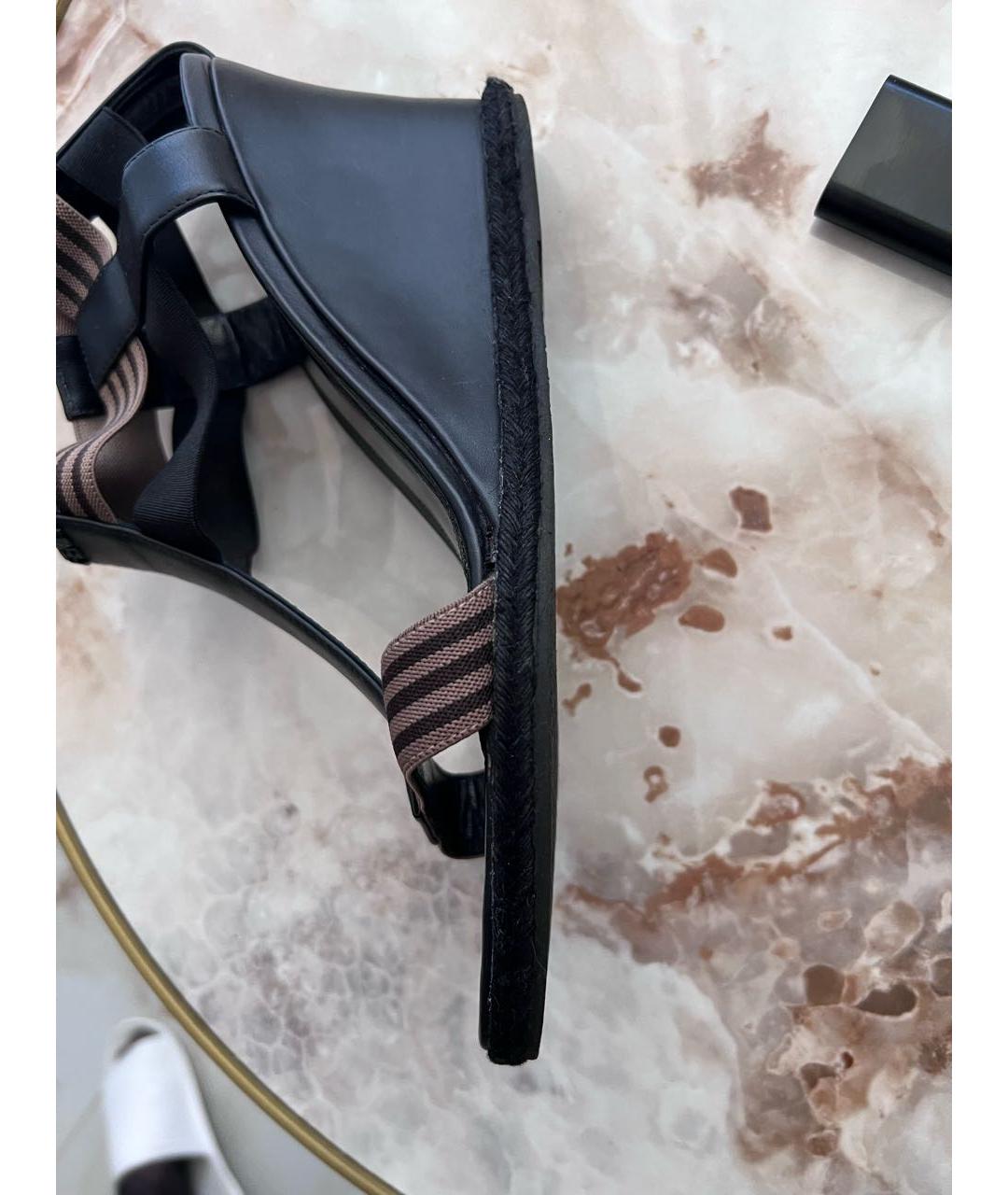 FENDI Коричневые кожаные босоножки, фото 4