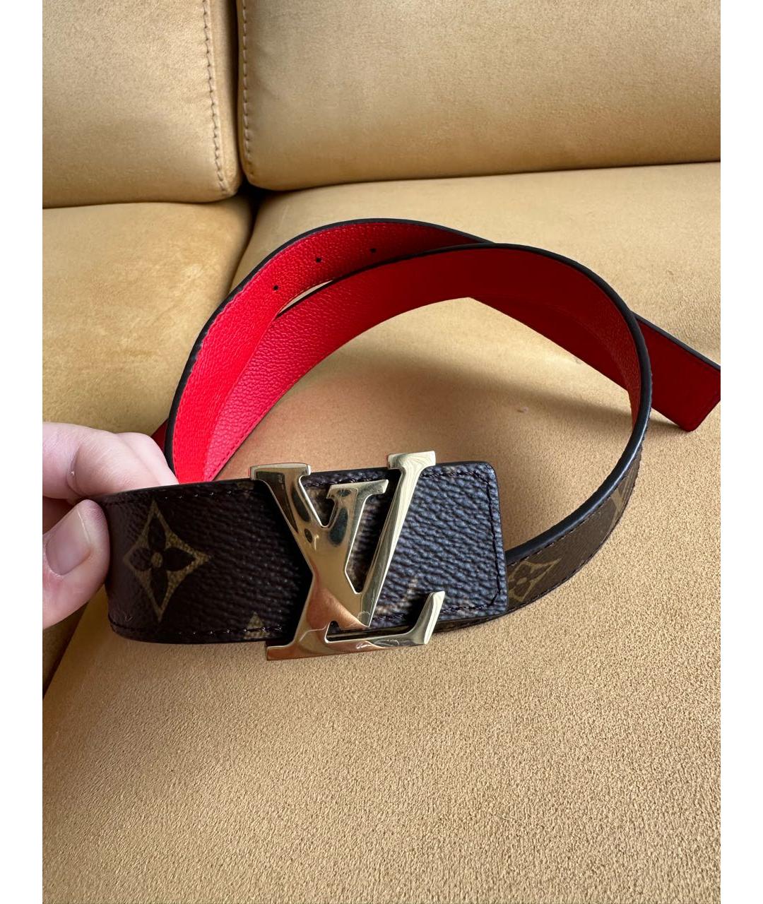 LOUIS VUITTON Коричневый кожаный ремень, фото 6