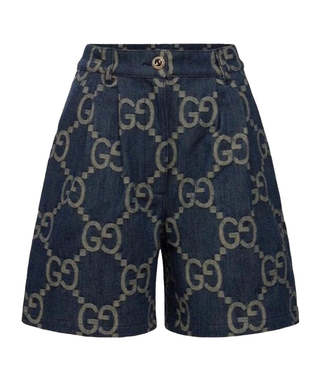 GUCCI Темно-синие деним шорты, фото 1