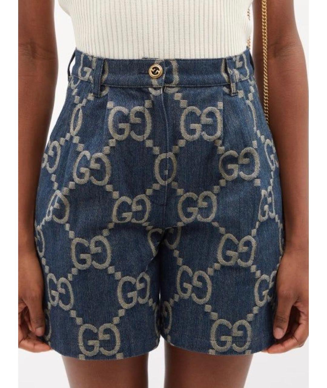 GUCCI Темно-синие деним шорты, фото 6