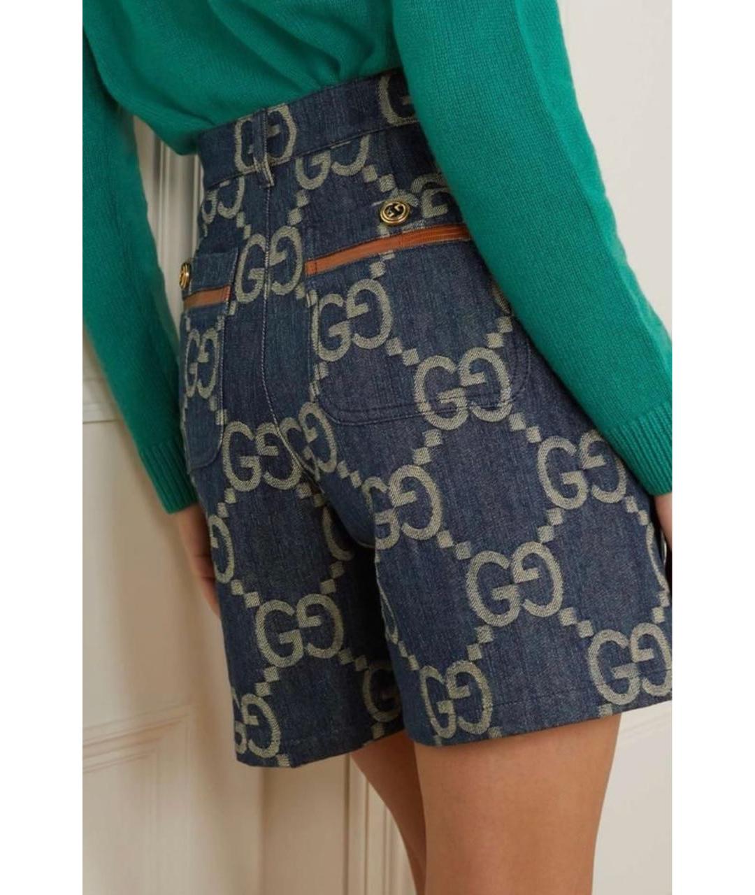 GUCCI Темно-синие деним шорты, фото 4