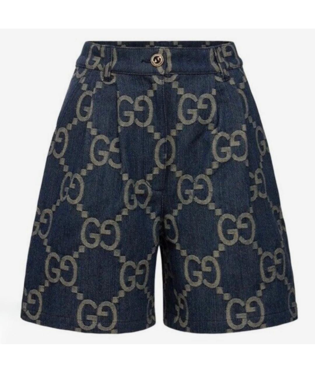 GUCCI Темно-синие деним шорты, фото 9