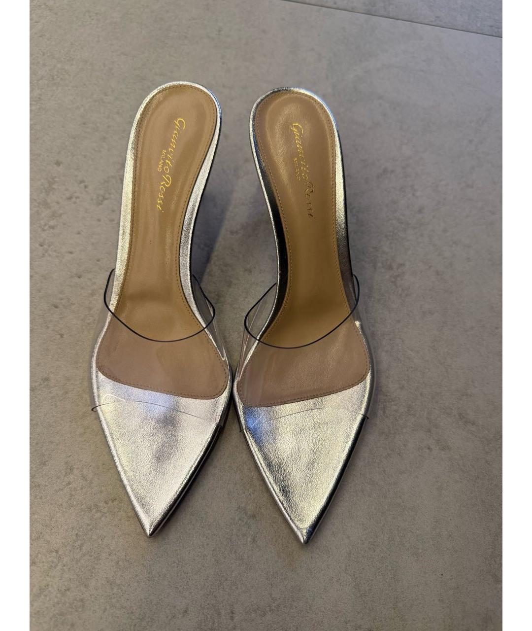 GIANVITO ROSSI Серебряные кожаные мюли, фото 2
