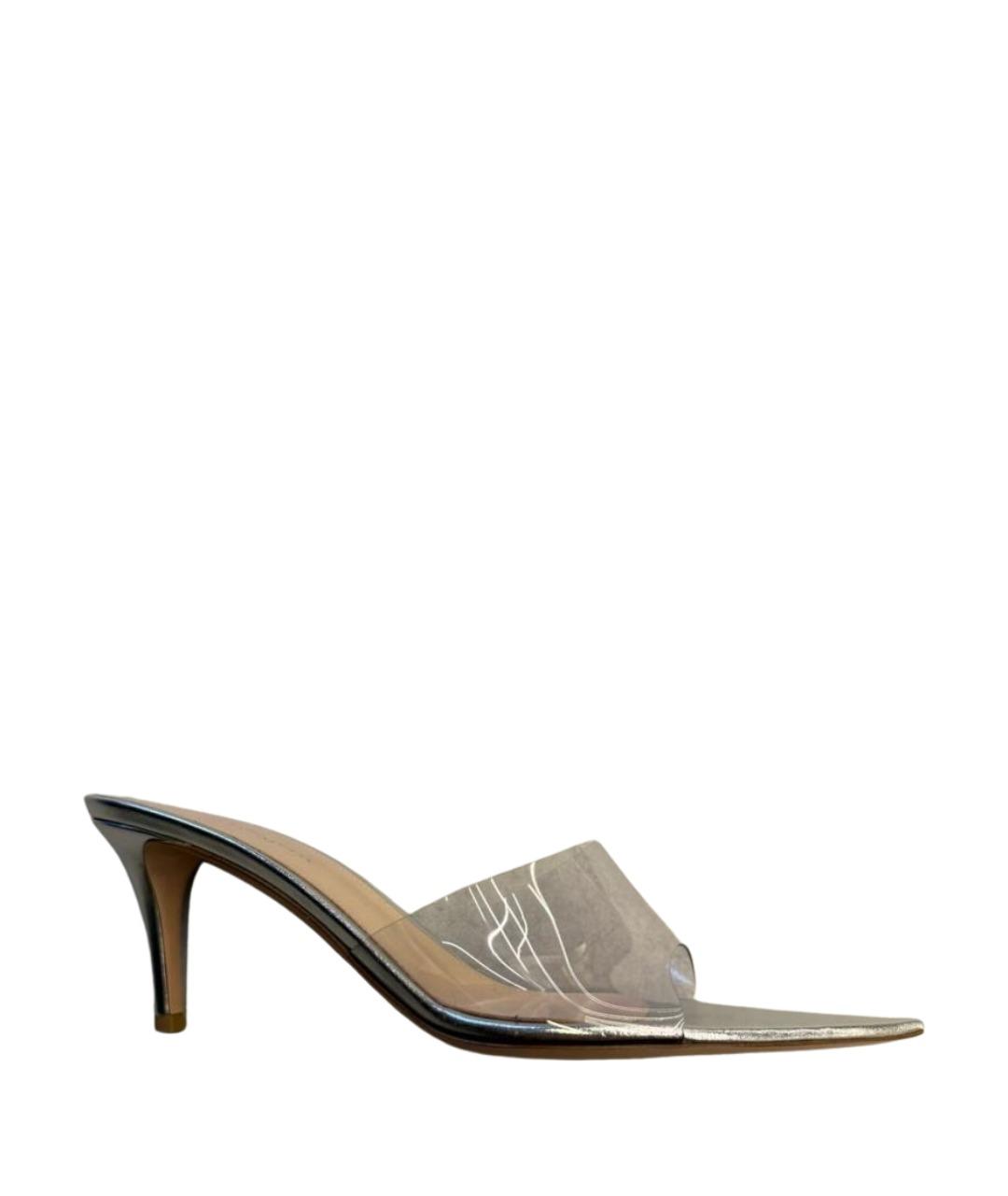 GIANVITO ROSSI Серебряные кожаные мюли, фото 1