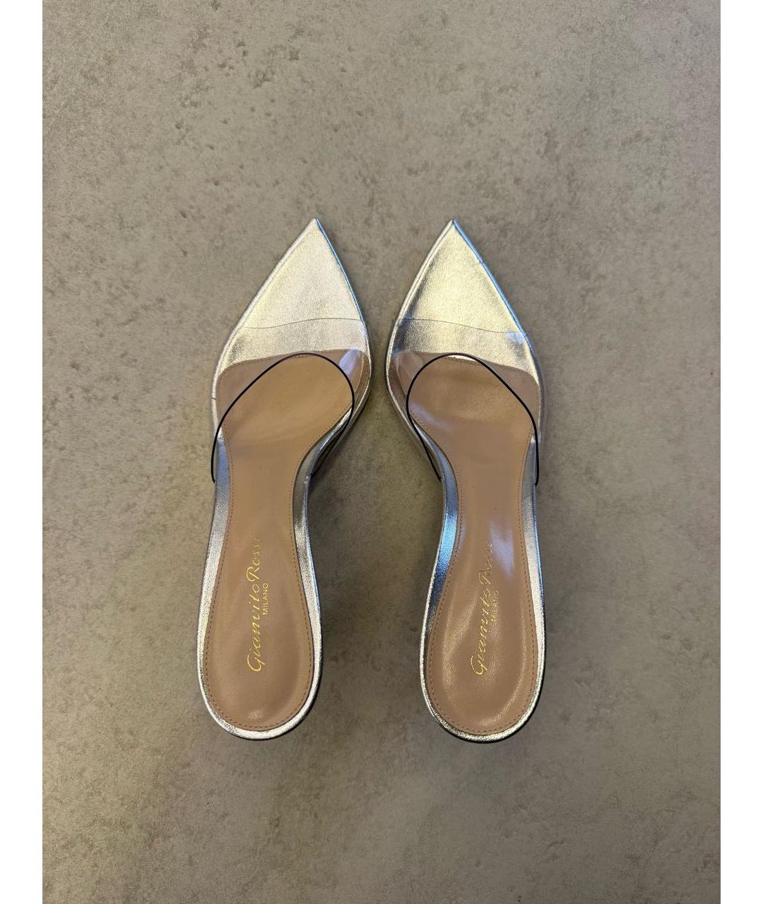 GIANVITO ROSSI Серебряные кожаные мюли, фото 3