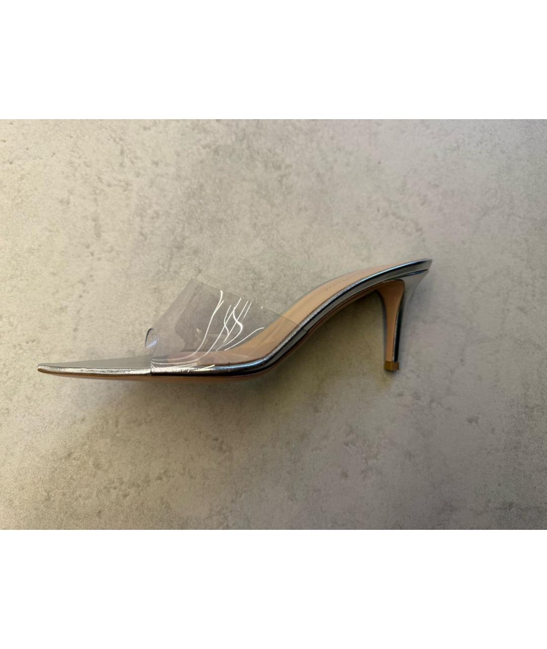 GIANVITO ROSSI Серебряные кожаные мюли, фото 6