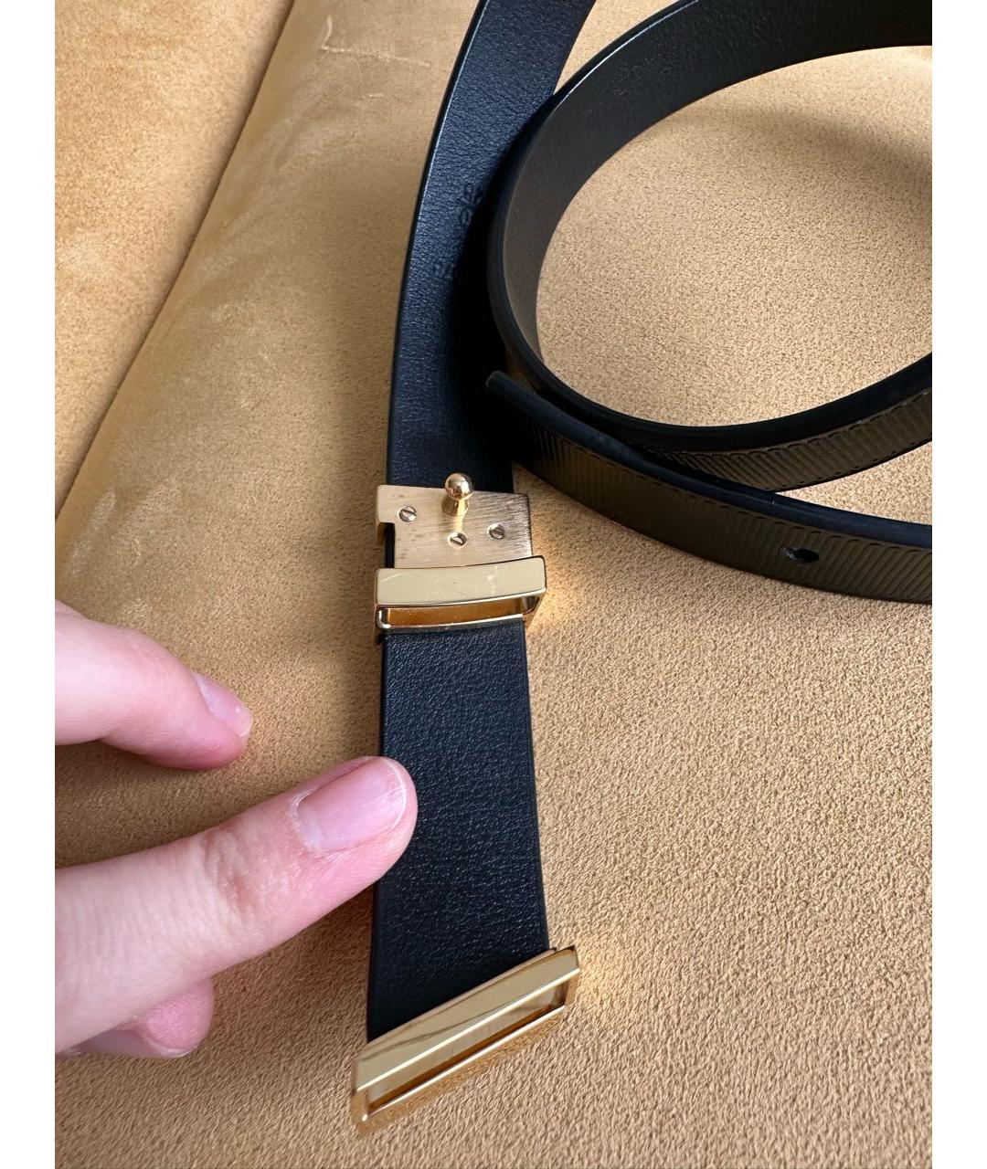 LOUIS VUITTON Черный кожаный ремень, фото 2