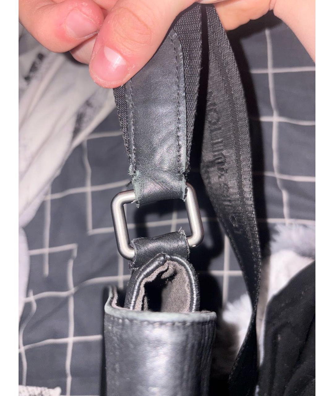 LOUIS VUITTON Черная кожаная барсетка, фото 7