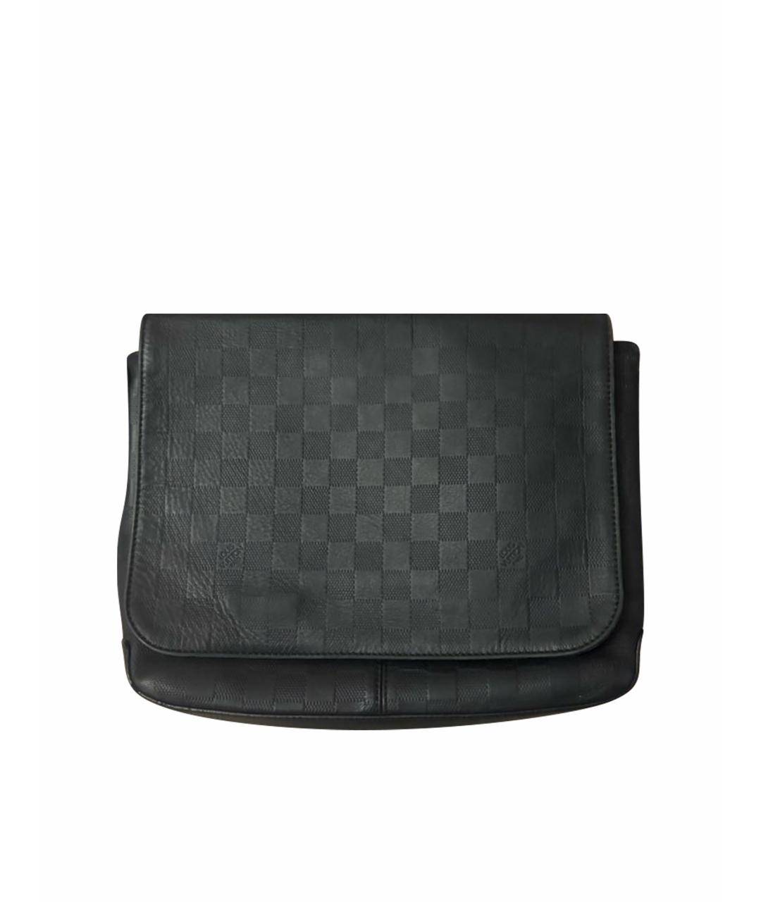 LOUIS VUITTON Черная кожаная барсетка, фото 1