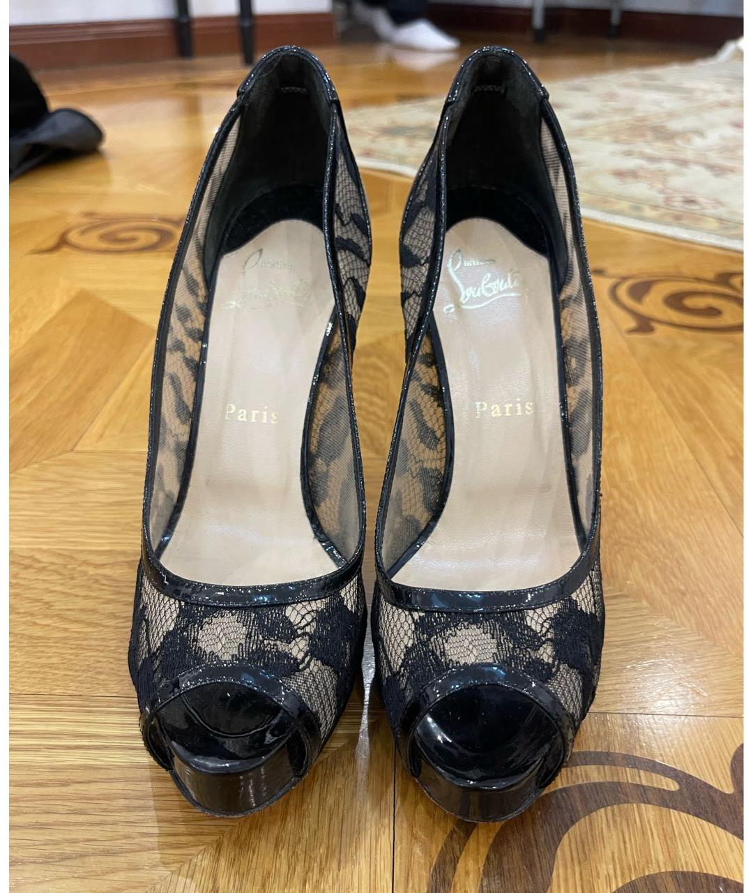 CHRISTIAN LOUBOUTIN Черные текстильные туфли, фото 2