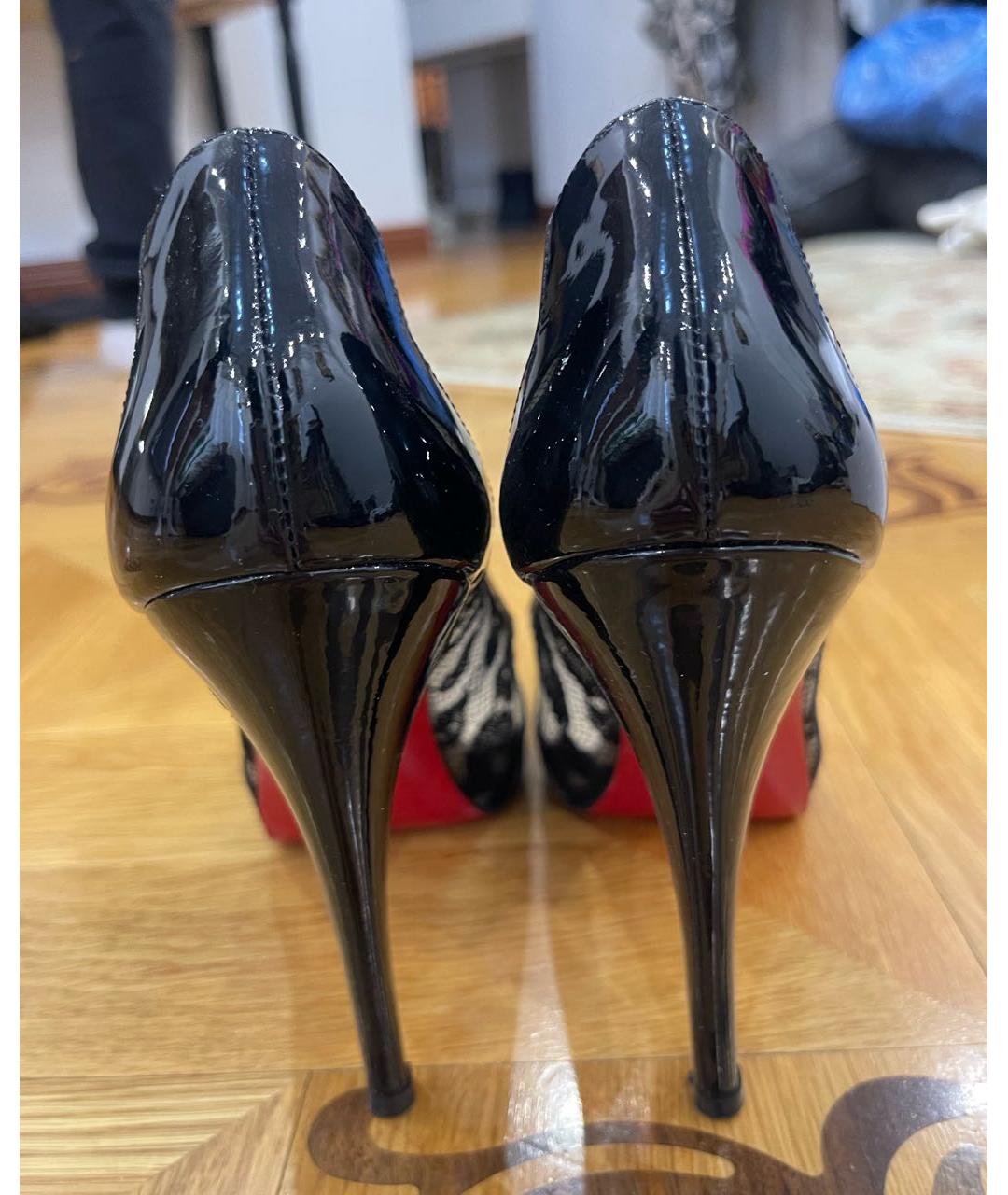 CHRISTIAN LOUBOUTIN Черные текстильные туфли, фото 4