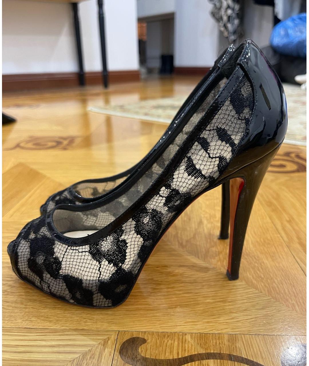 CHRISTIAN LOUBOUTIN Черные текстильные туфли, фото 5