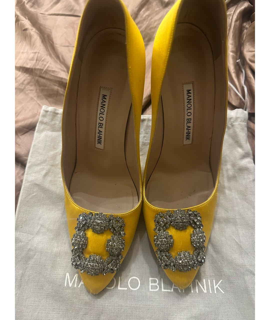 MANOLO BLAHNIK Желтые текстильные туфли, фото 2