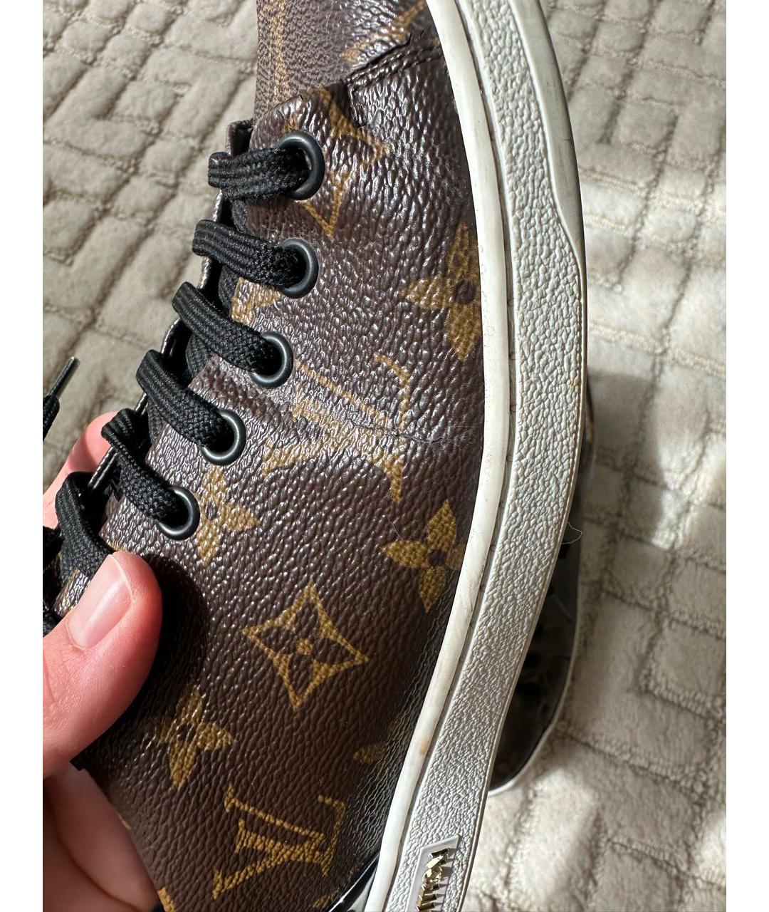 LOUIS VUITTON Коричневые кожаные кеды, фото 5