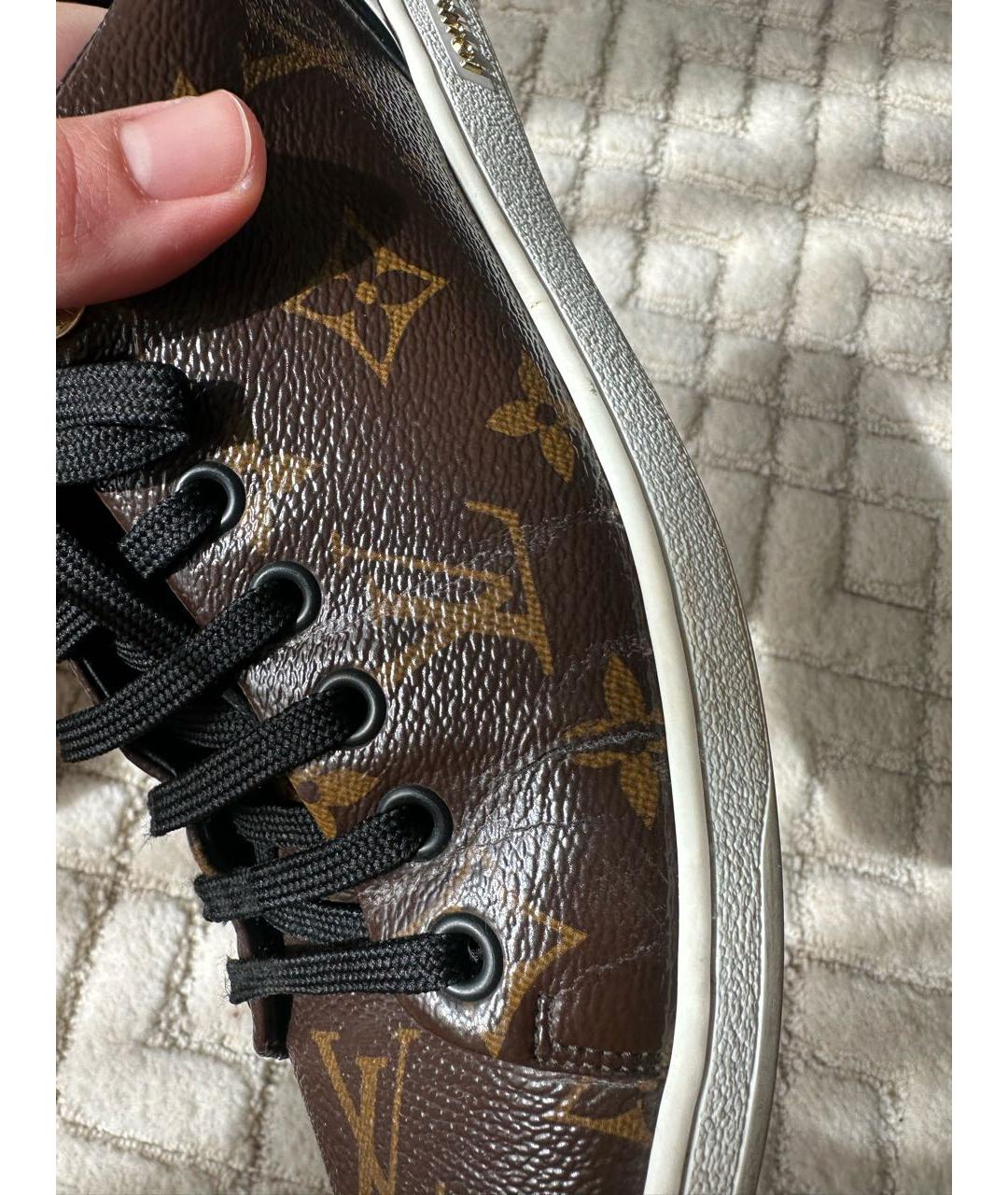 LOUIS VUITTON Коричневые кожаные кеды, фото 6
