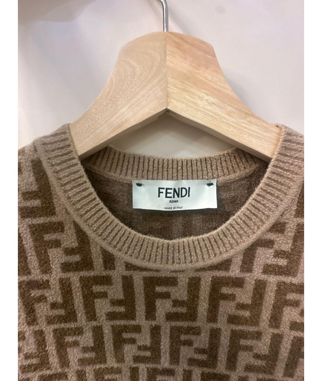 FENDI Коричневое кашемировое повседневное платье, фото 2