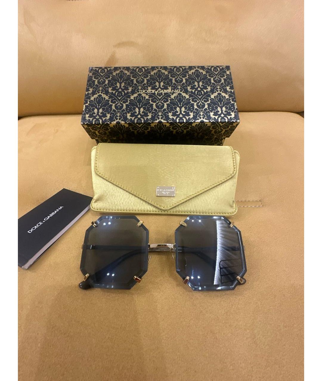 DOLCE&GABBANA Золотые металлические солнцезащитные очки, фото 7