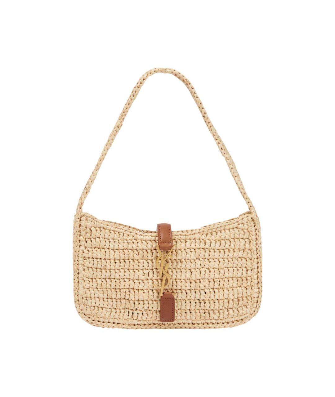SAINT LAURENT Бежевая пелетеная сумка с короткими ручками, фото 1