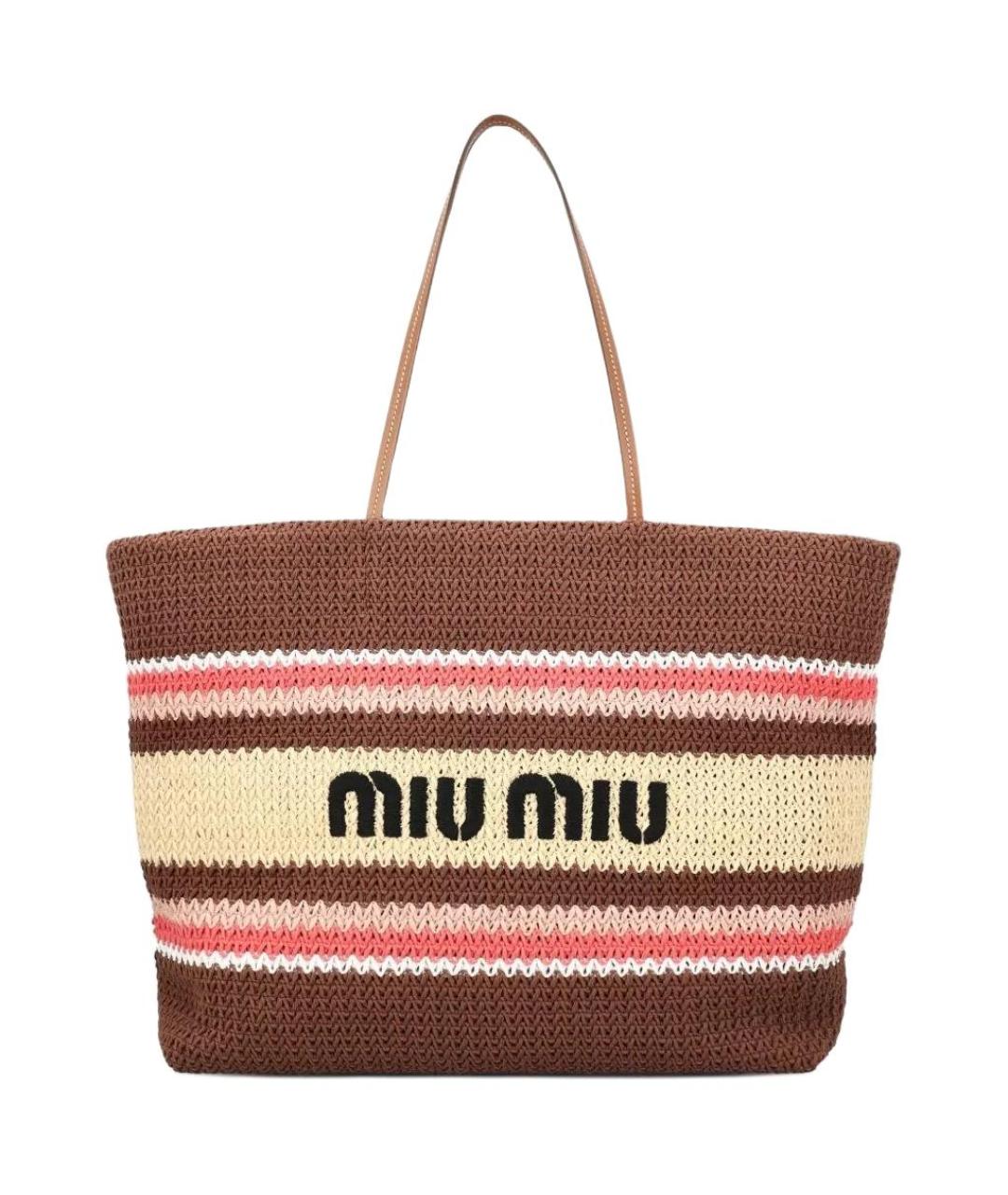 MIU MIU Коричневая хлопковая сумка через плечо, фото 1