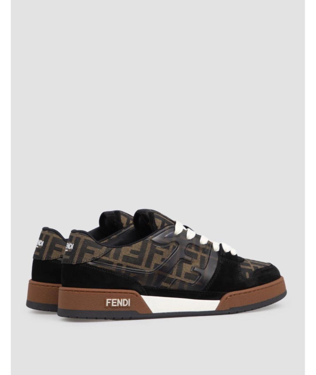 FENDI Коричневые текстильные низкие кроссовки / кеды, фото 4