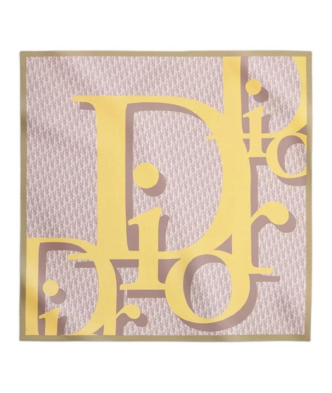 CHRISTIAN DIOR Розовый шелковый шарф, фото 1