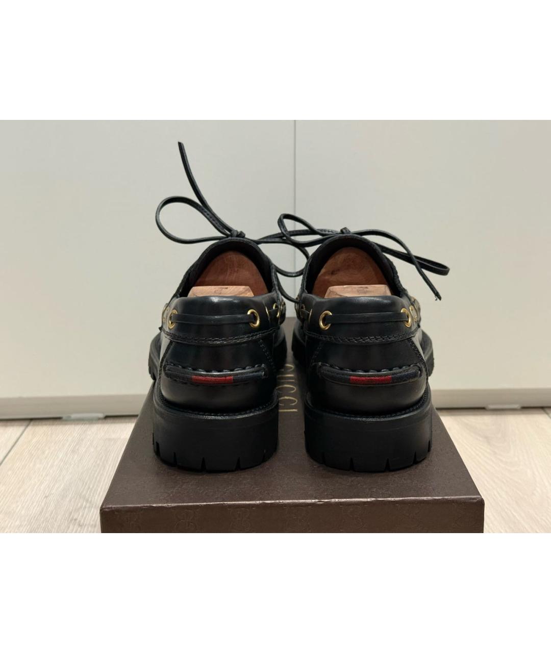 GUCCI Черные кожаные туфли, фото 4