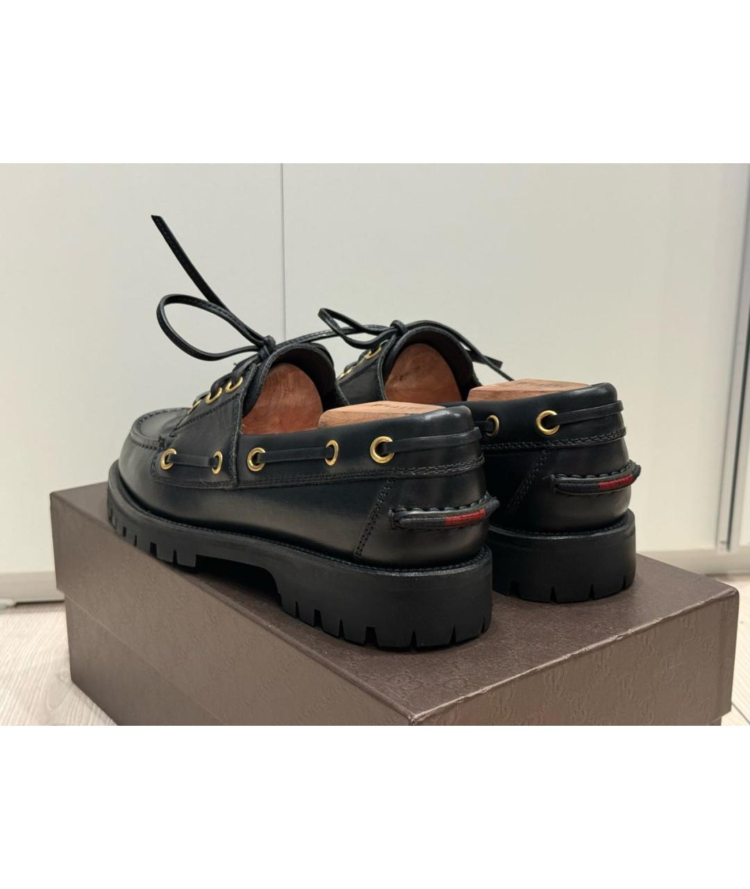 GUCCI Черные кожаные туфли, фото 5