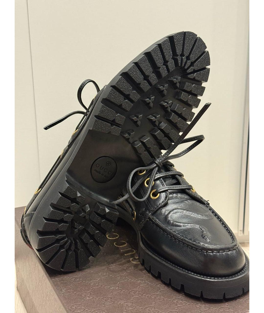 GUCCI Черные кожаные туфли, фото 7