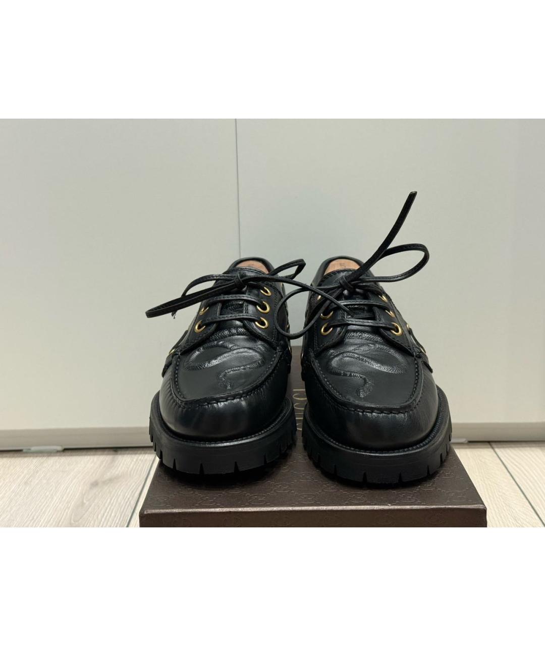 GUCCI Черные кожаные туфли, фото 2