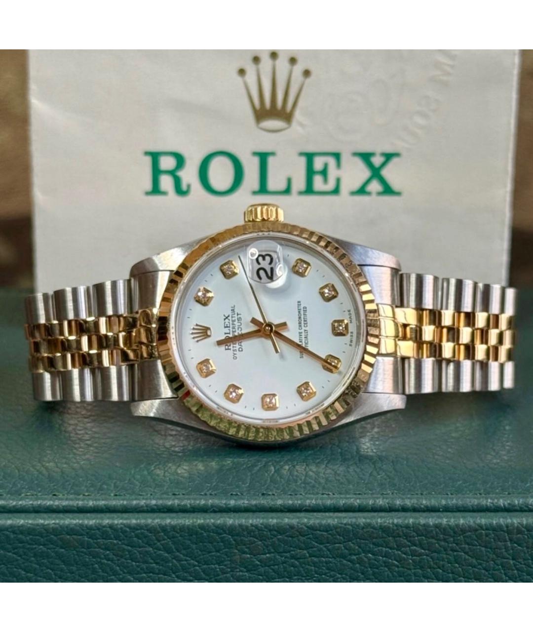 ROLEX Белые часы из желтого золота, фото 2