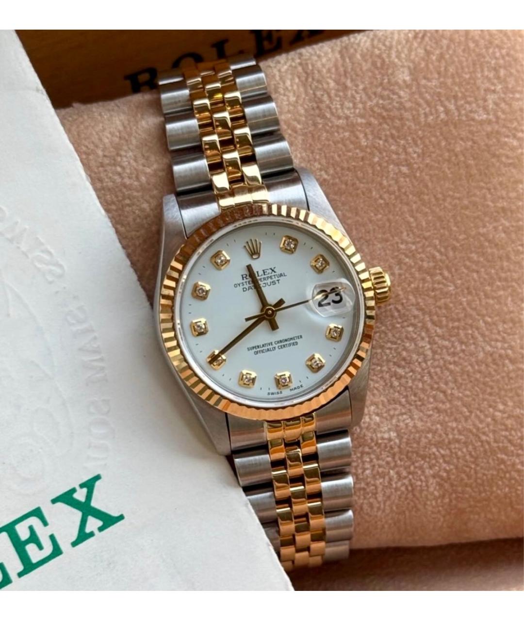 ROLEX Белые часы из желтого золота, фото 6