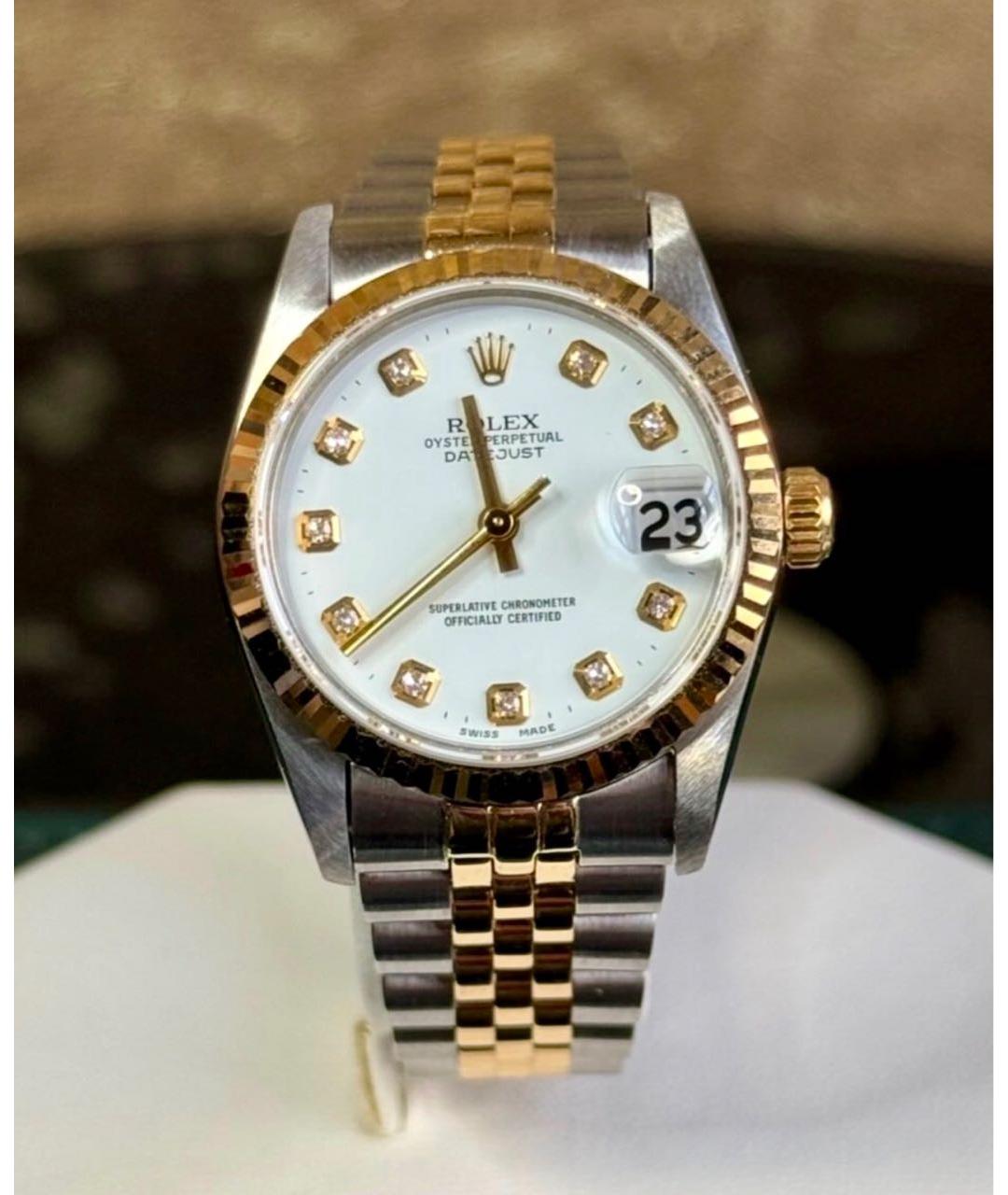 ROLEX Белые часы из желтого золота, фото 3
