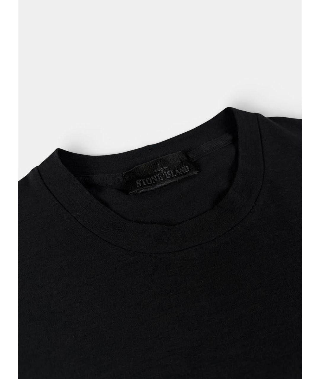 STONE ISLAND Черная хлопковая футболка, фото 4