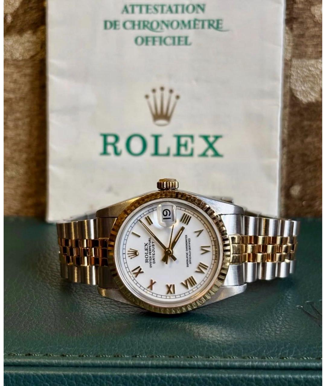 ROLEX Белые часы из желтого золота, фото 4
