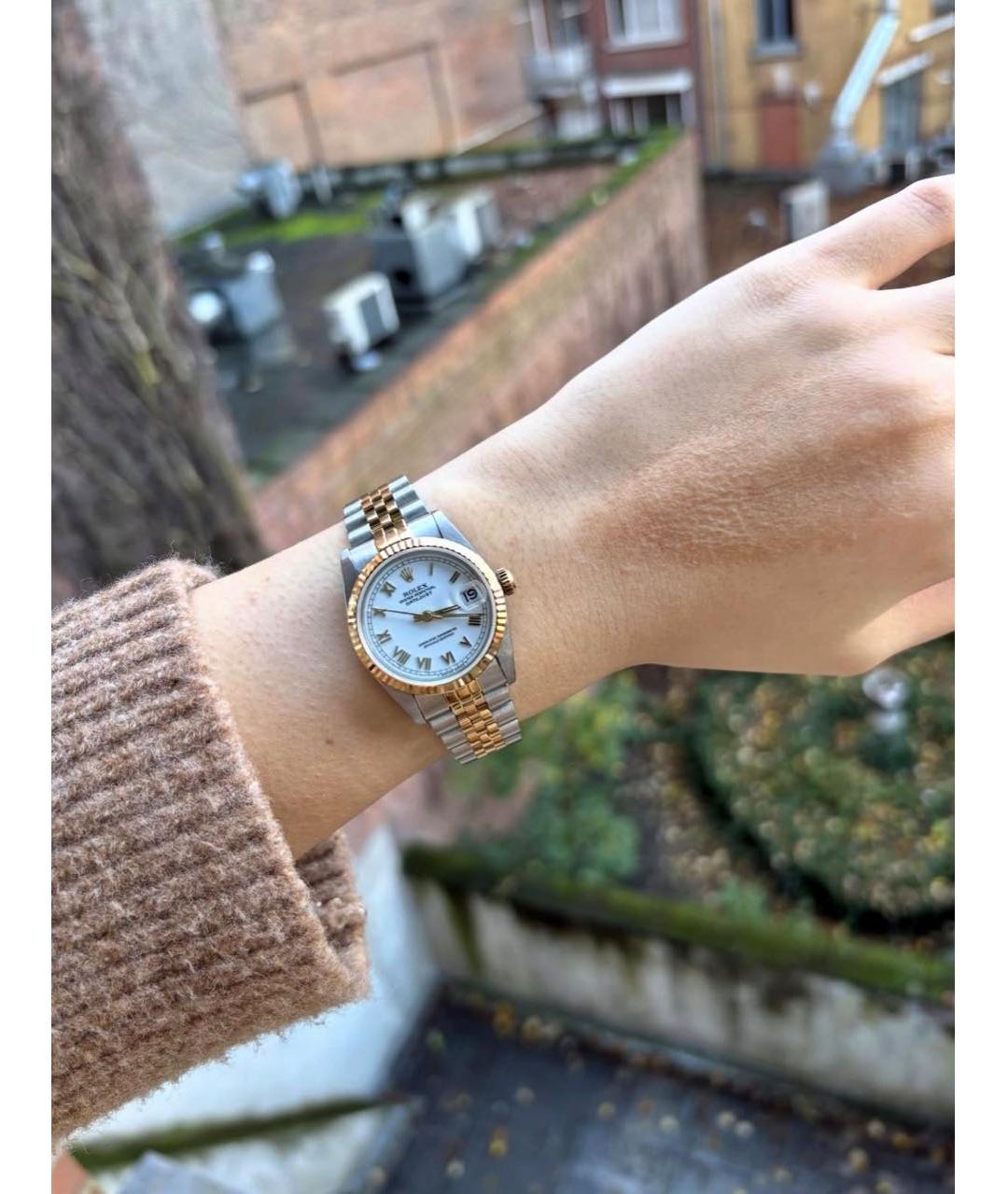 ROLEX Белые часы из желтого золота, фото 3