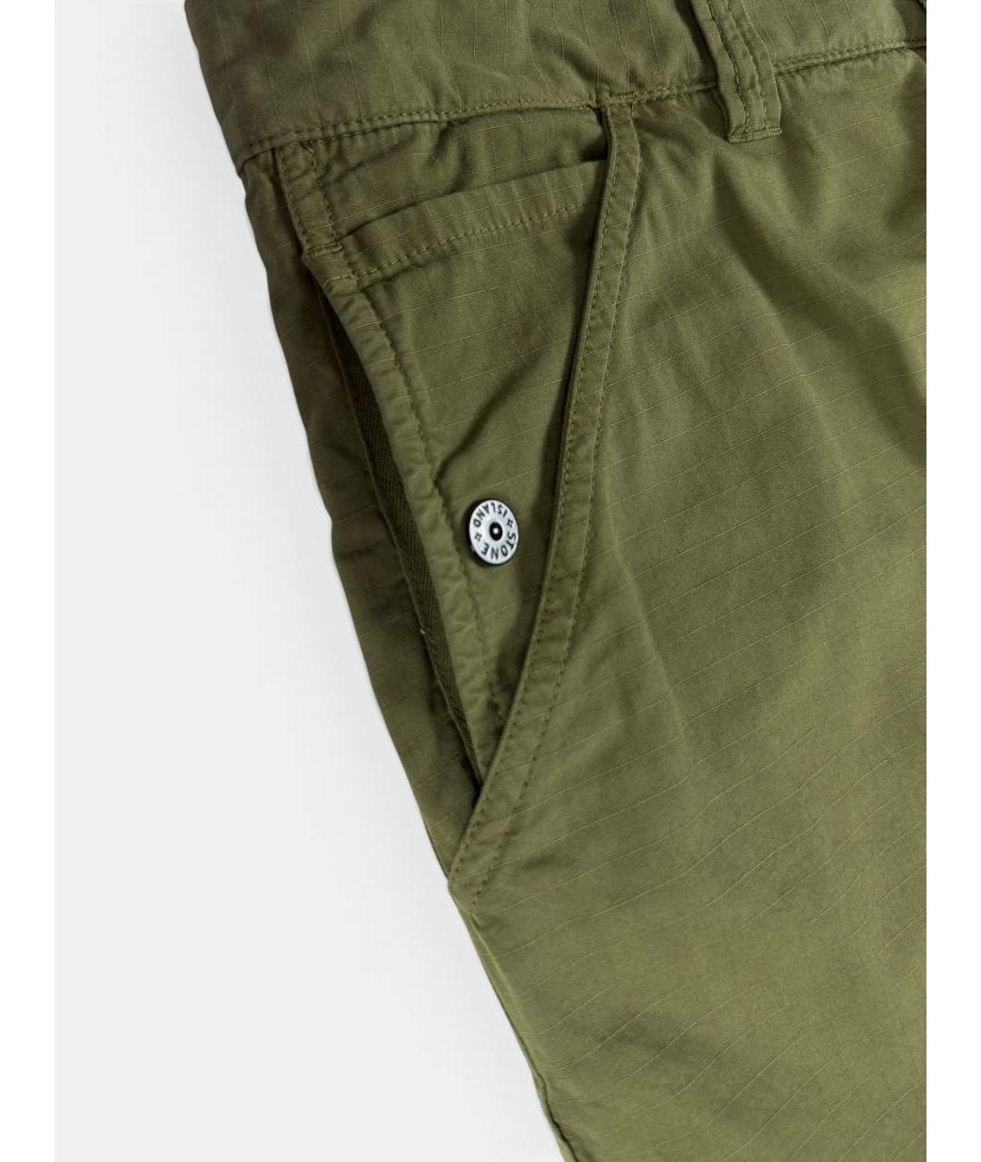 STONE ISLAND Хаки хлопковые повседневные брюки, фото 3