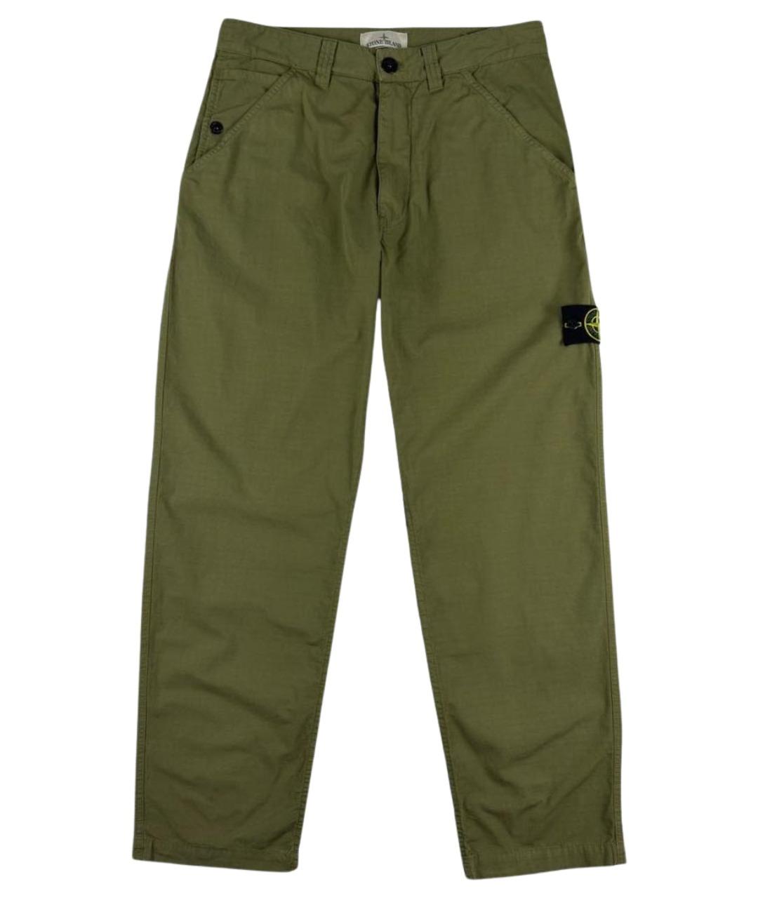 STONE ISLAND Хаки хлопковые повседневные брюки, фото 1