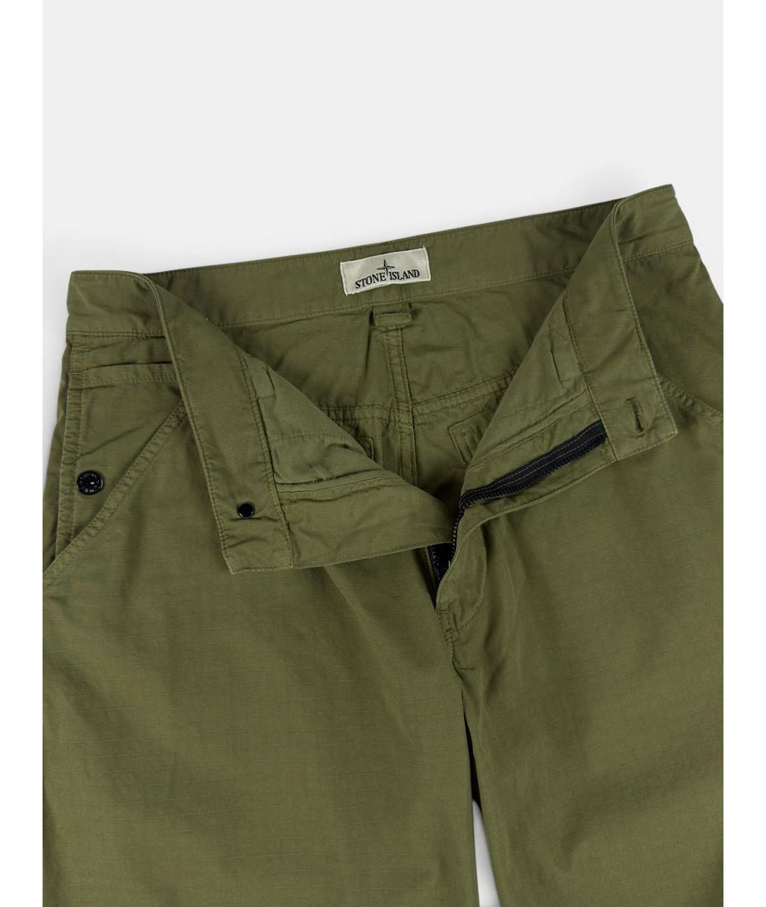 STONE ISLAND Хаки хлопковые повседневные брюки, фото 5