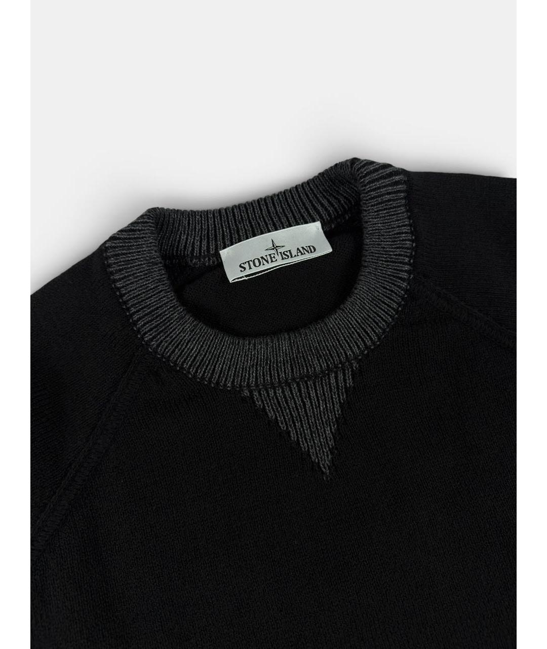 STONE ISLAND Черный хлопковый джемпер / свитер, фото 5