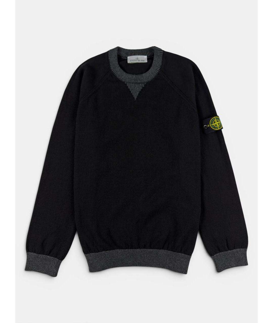 STONE ISLAND Черный хлопковый джемпер / свитер, фото 6