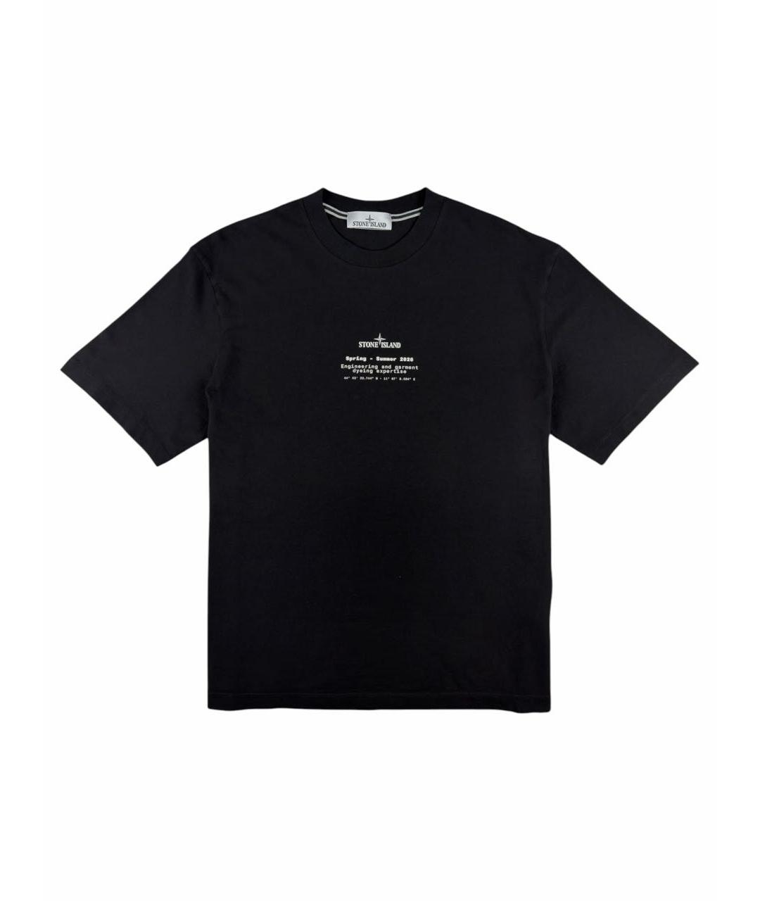STONE ISLAND Черная хлопковая футболка, фото 1