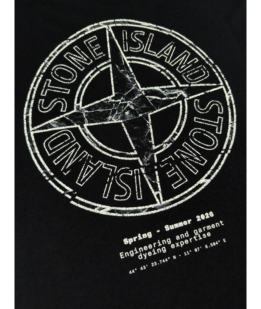 STONE ISLAND Черная хлопковая футболка, фото 4