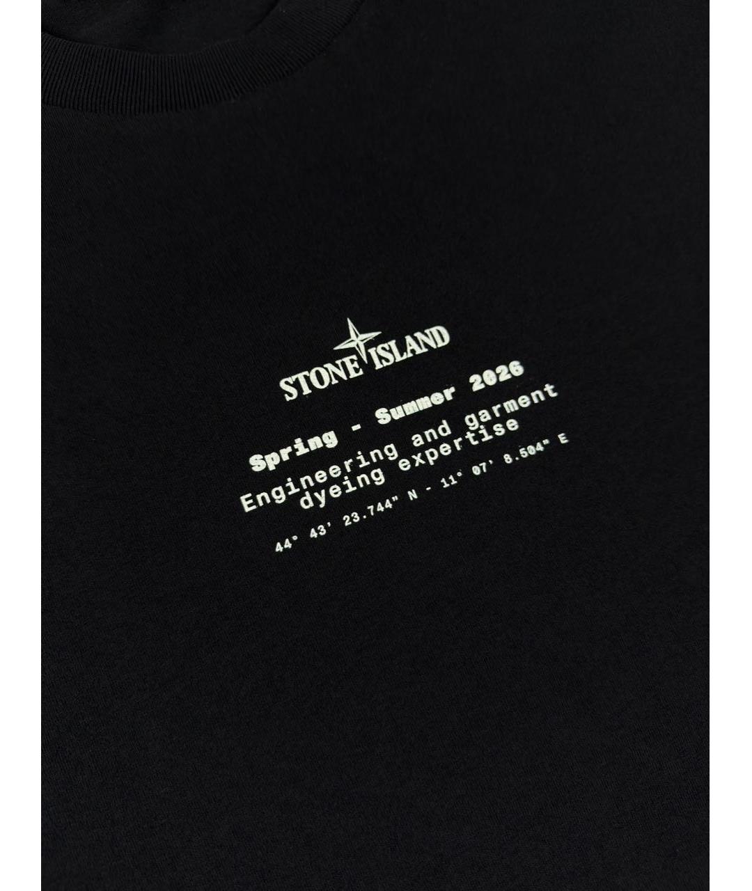 STONE ISLAND Черная хлопковая футболка, фото 3