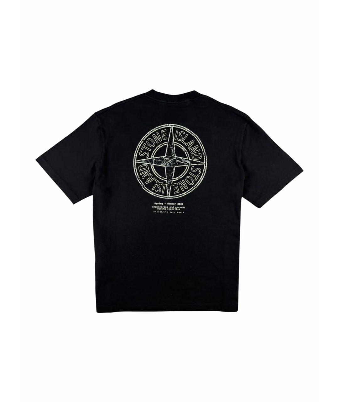 STONE ISLAND Черная хлопковая футболка, фото 2
