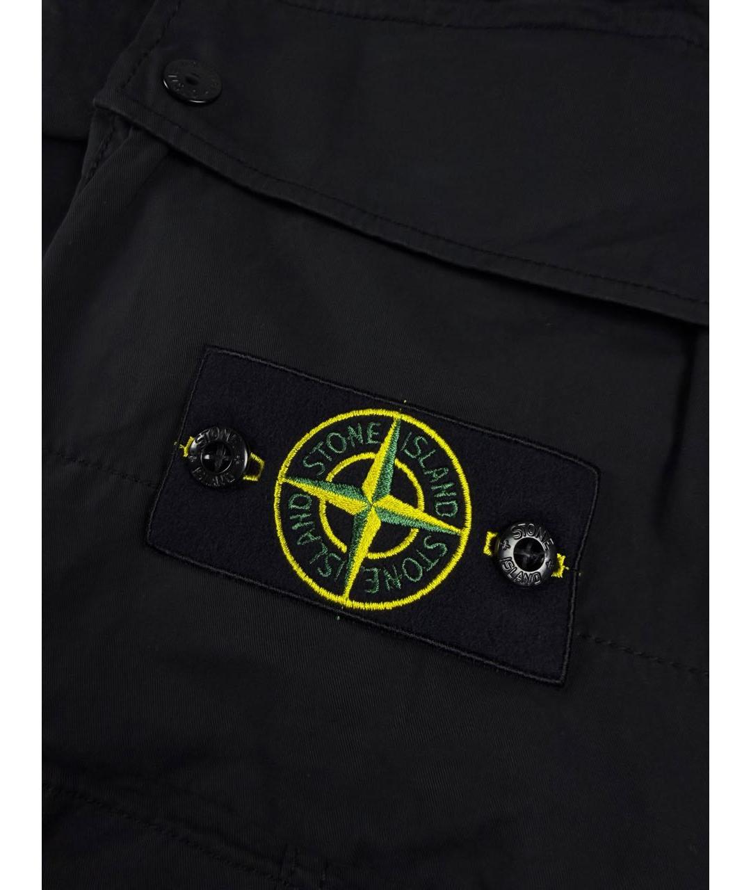STONE ISLAND Черные хлопковые шорты, фото 4