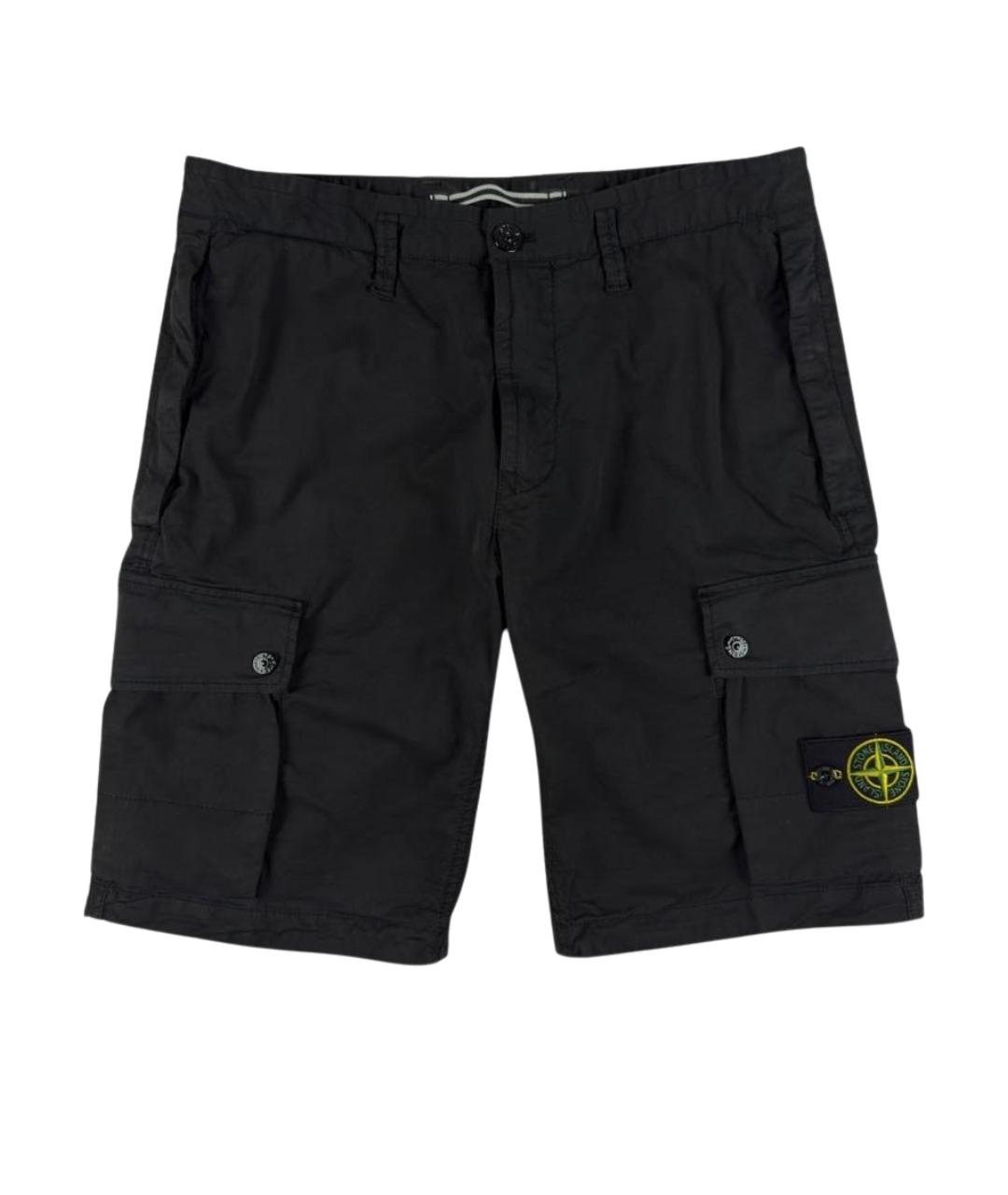 STONE ISLAND Черные хлопковые шорты, фото 1