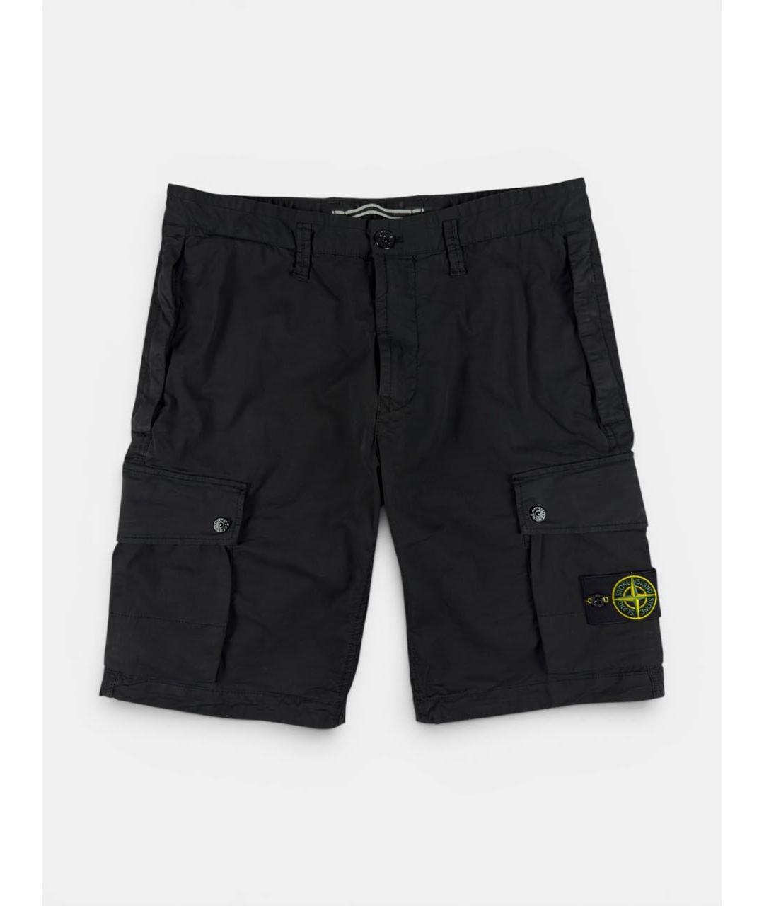 STONE ISLAND Черные хлопковые шорты, фото 6