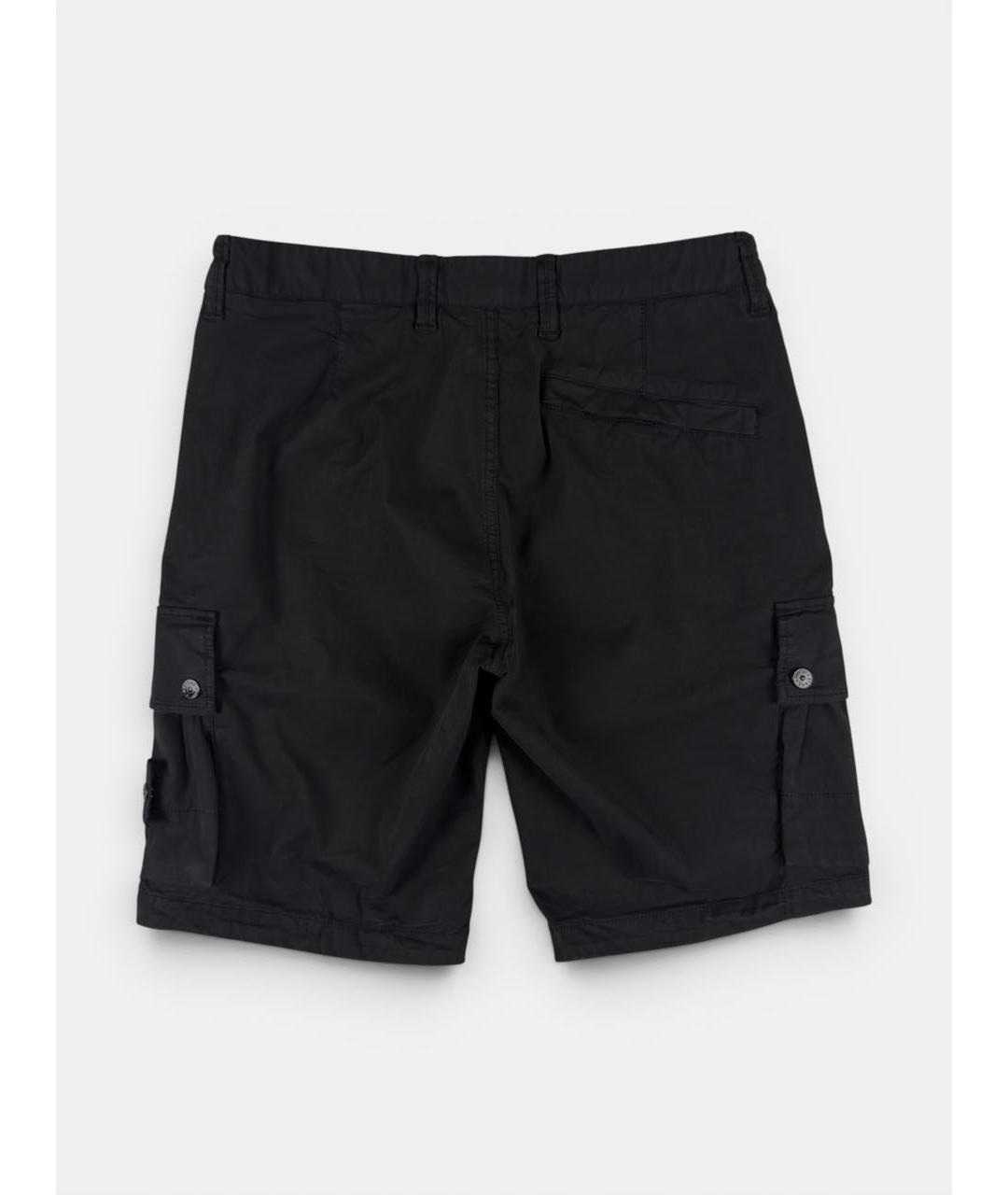 STONE ISLAND Черные хлопковые шорты, фото 2