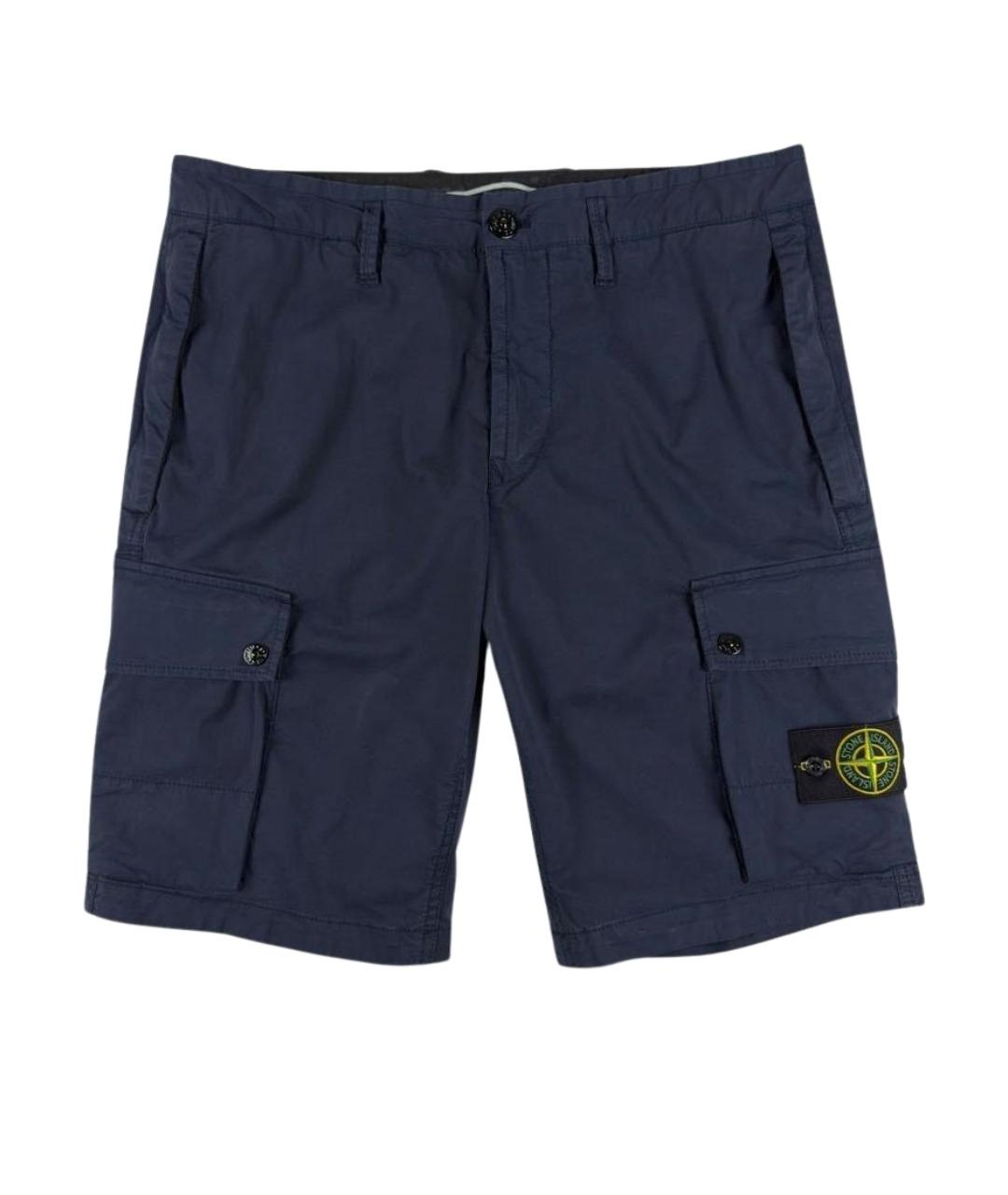STONE ISLAND Темно-синие хлопковые шорты, фото 1